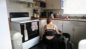 Huge ass woman in kitchen