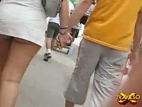 Upskirt video of a chick in a short white tennis outfit