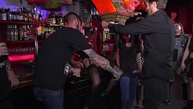 Latina butt plugged and fucked in public bar