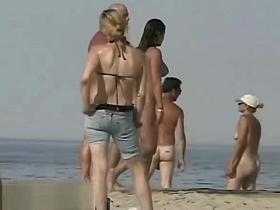 Hot from a nude beach voyeur with naked skinny chicks