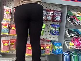 Black leggings at the gas station