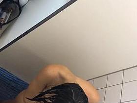 Delicious teen spied showering in a hostel, risky and busted