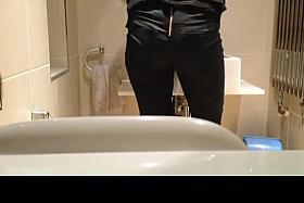 Hidden camera in bathroom spies woman
