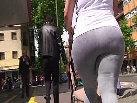 spanish milf ass in gray tights
