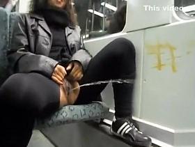 German beauty pees on the train as he films