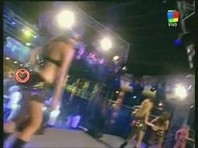 Slutty hot dancers flash upskirt on tv