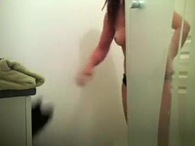 Girlfriend spied in bathroom undressing