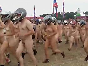 Silly nudists in a naked race