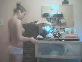 My hot as hell GF in a voyeur after shower movie from her room