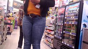 cute girl in line at Walgreens