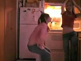 Two teens with nice round ass dancing