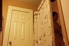 Boy spies on his aunt in the bathroom