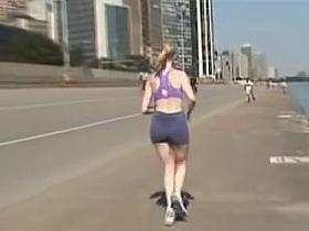 Candid ass in tiny shorts is moving while girls running 06f
