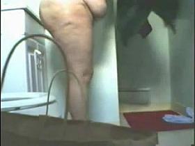 My chubby mom totally naked in bathroom.