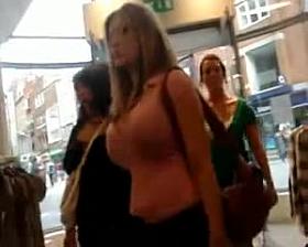 candid busty milf in shopping mall