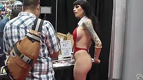 Hottest babe ever gives autographs at the comic show
