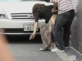 Great Asian hottie getting nicely spanked in the public place