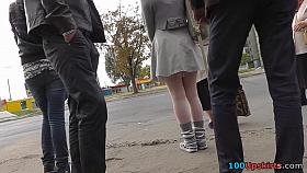 Spectacular upskirt on a cold day