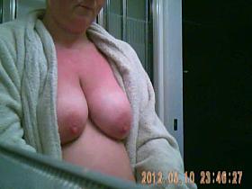 Hidden Camera of my wife taking a selfie of her tits