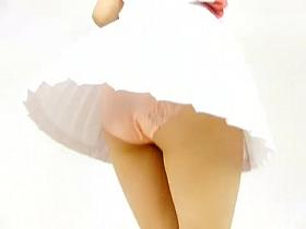 Leggy teen boasts her seducing panty up skirt view