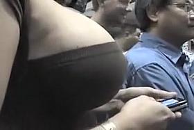 Candid Camera Films Woman with Huge Big Boobs