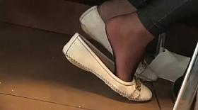 Candid Nylon Feet , flats shoeplay