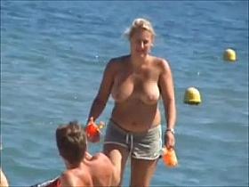 Topless beach, big tits