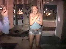 Cute chick gets naked for a homeless man