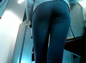 College Hottie Spandex Booty Up Close