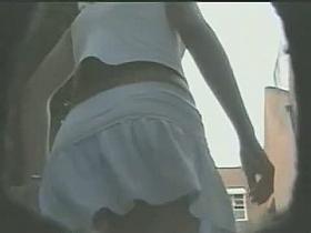 Girls in flip flops underskirt videos made by street voyeurs