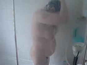 mature wife in shower