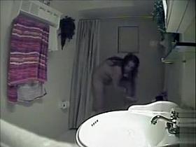 Pretty sis gets naked in the bathroom