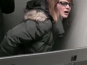 Orgasmic girl fucked in the train toilet