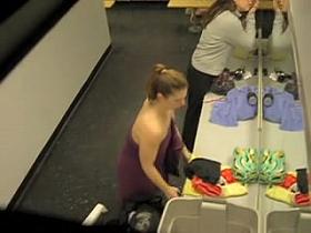 One girl flashing her boobs in the changing room