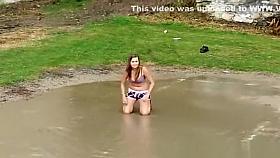 Drunk exhibitionist bathed only in her