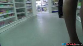 Hot lengthy legs up petticoat at the chemists