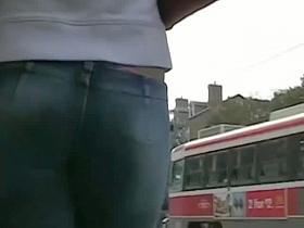 A yummy round ass caught on a candid street booty video