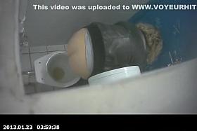 Women caught pissing in public toilet