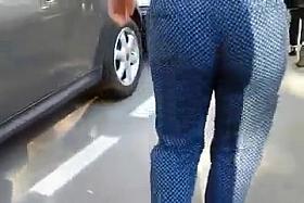 French jiggle booty in dress pants