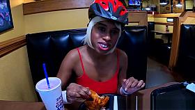 Pornstar Eat Real Food And Talk To Her Best Guy Friend About World Of Warcraft In Public Diner , Flash Her Large Natural Tits With Puffy Nipple And Large Areola , Squeeze Her Breasts Hard And Some Up Skirt Angles Reality Porn Video