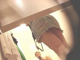 The beautiful ass slit up skirt of amateur in dressing room