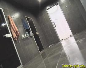 Hidden shower spy scenes of girl toweling her body