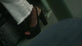Hot Ebony Feet In Slingback High Heels