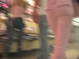 Candid public clip of a hot girls jean ass walking