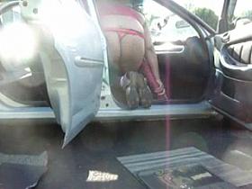 cleaning the car in a thong 2