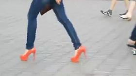 High heels in Ukraine 07 orange heels, golden heels