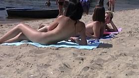 Nudist beach brings the best out of three hot teens