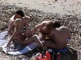 2 nudist couples fucking doggy style