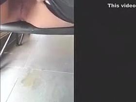 Chickie in leather pants pisses on the restaurant's floor
