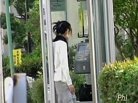 Phone booth is the perfect spot for the skirt sharking video